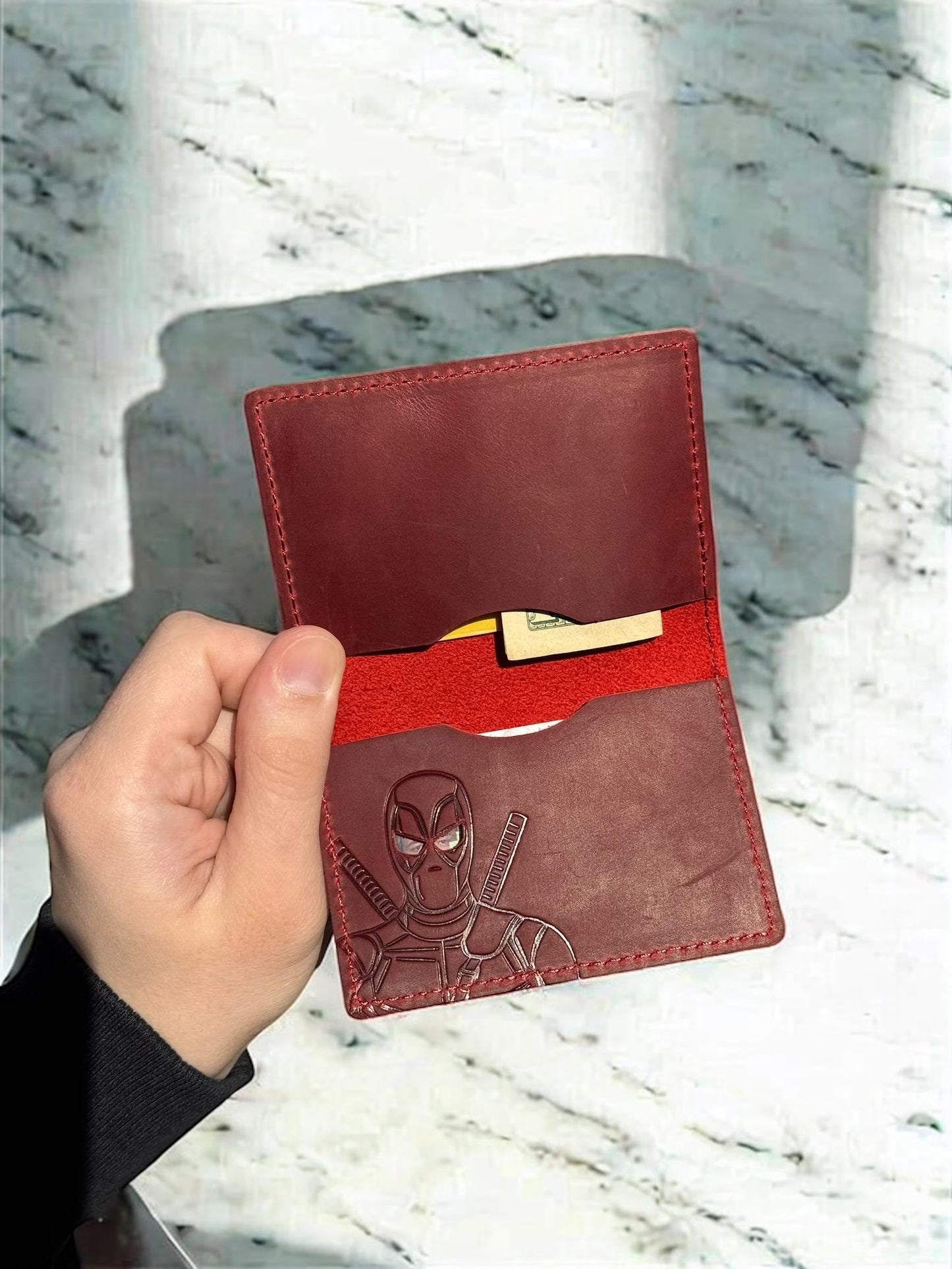 Hero Face Bifold Wallet - Cosplay Comic ID Holder Real Leather