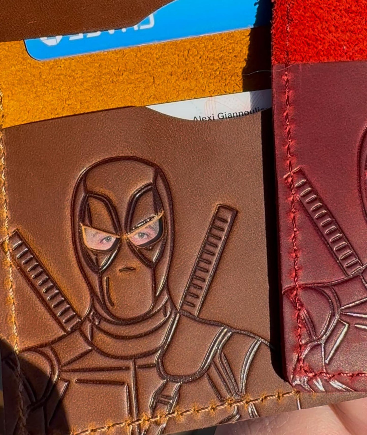 Hero Face Bifold Wallet - Cosplay Comic ID Holder Real Leather