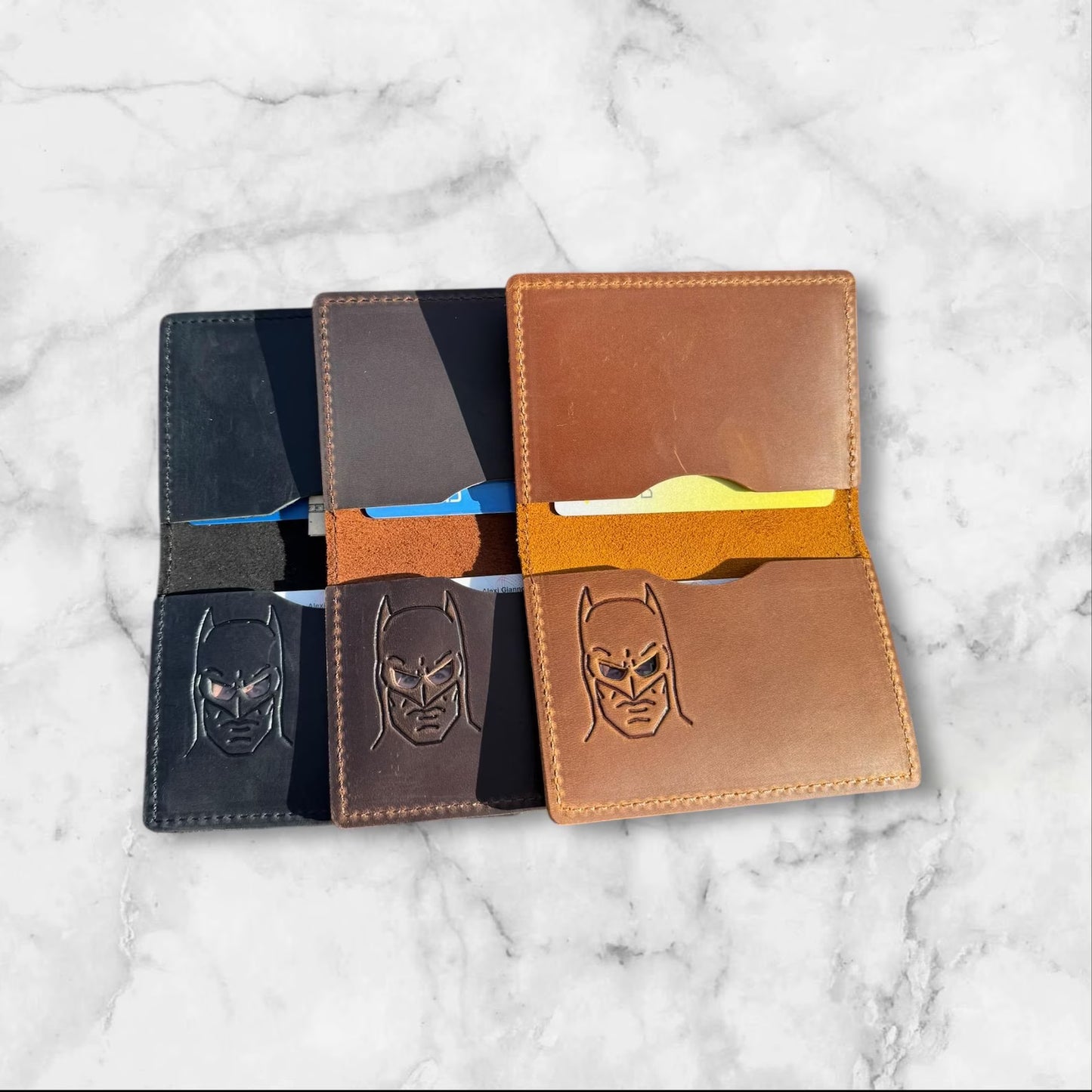Bat ID Wallet - Genuine Leather Wallet With Minimalist Super Hero Mask