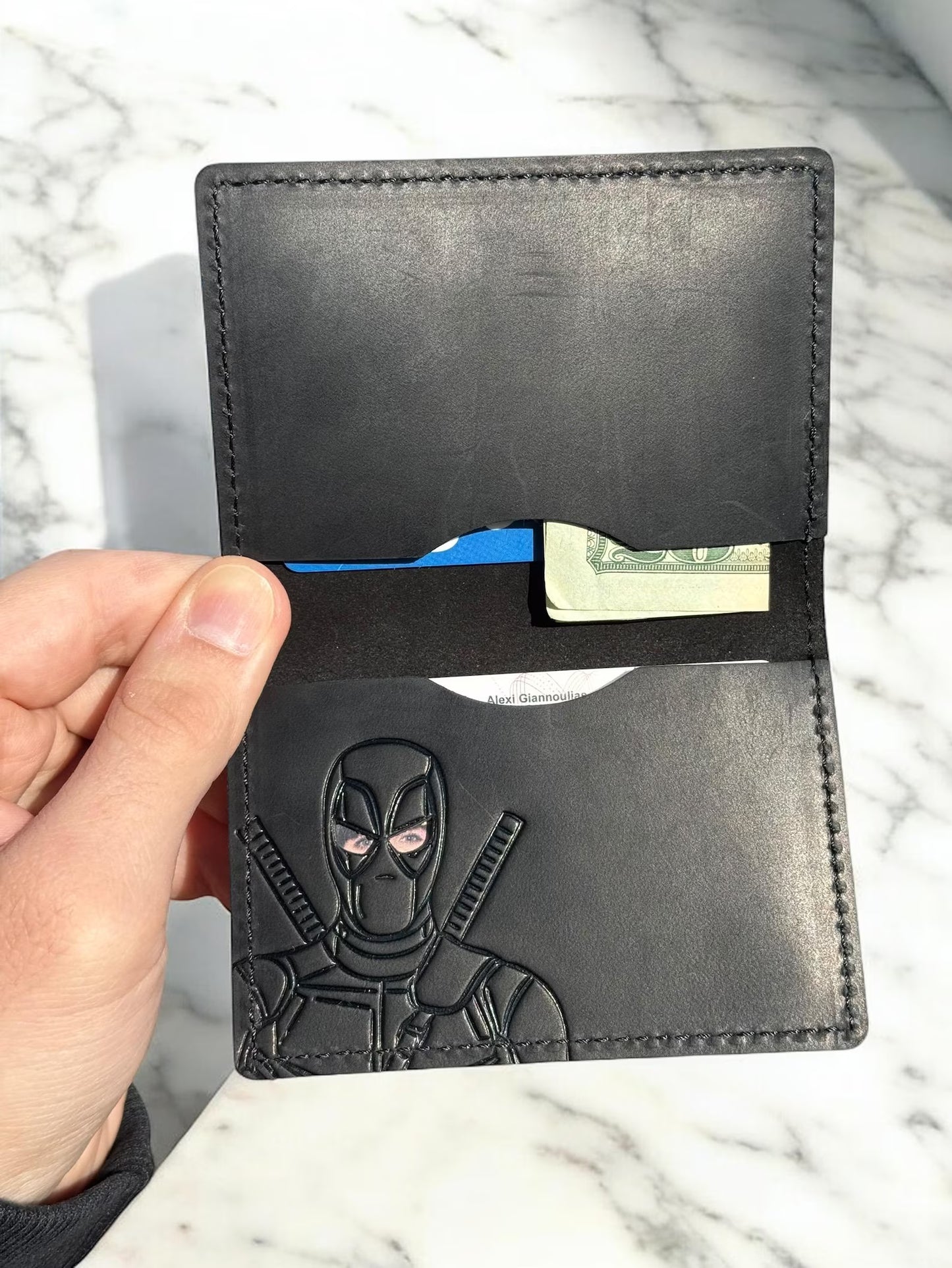Hero Face Bifold Wallet - Cosplay Comic ID Holder Real Leather