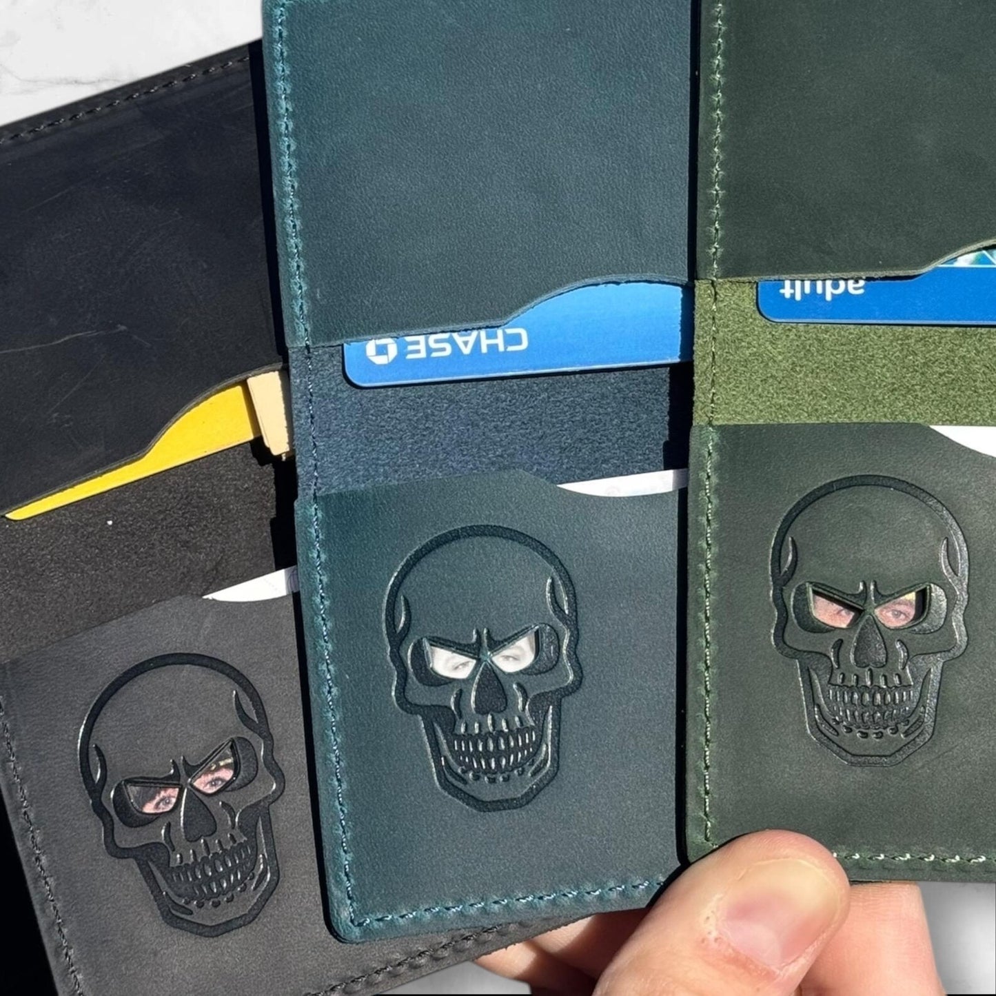 Skull Bifold Wallet: Genuine Leather ID Wallet