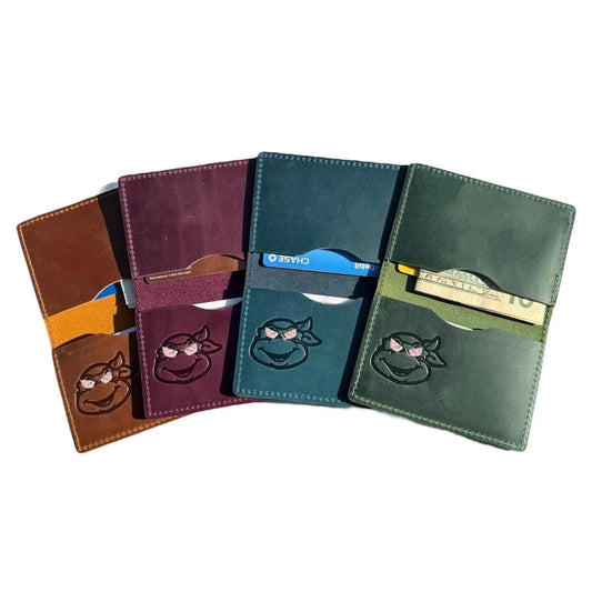 Turtle ID Wallet - Genuine Leather Wallet With Super Hero Mask