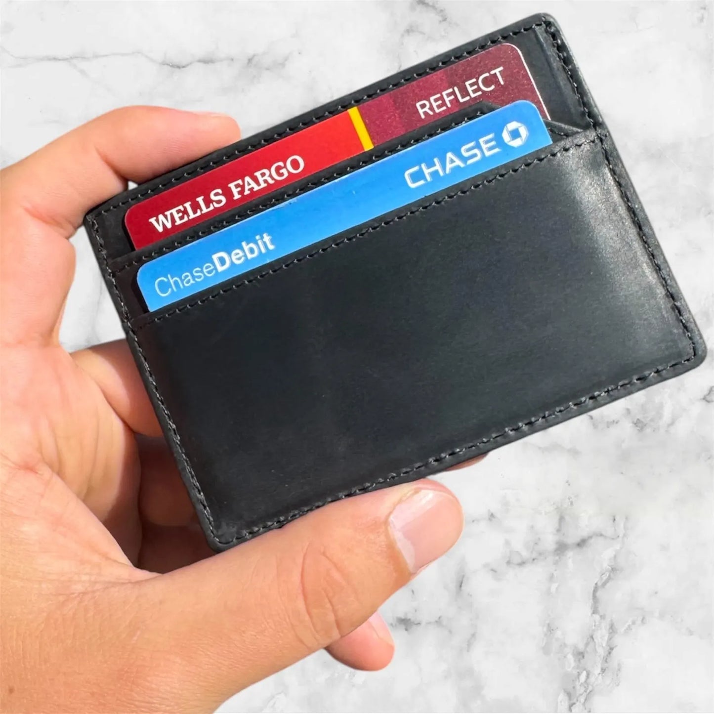 Bat Face Card Holder, Genuine Leather Slim Bat Wallet with RFID Protection