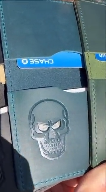 Skull Bifold Wallet: Genuine Leather ID Wallet