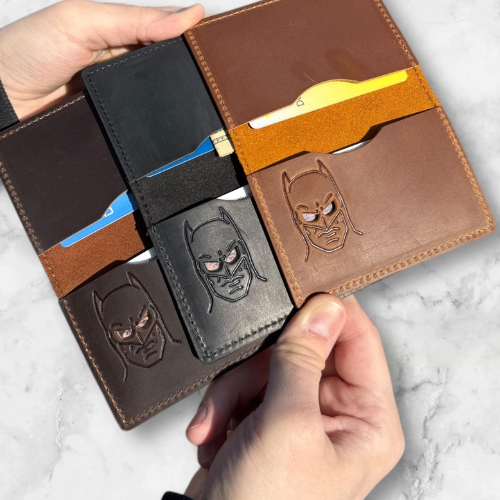 Bat ID Wallet - Genuine Leather Wallet With Minimalist Super Hero Mask