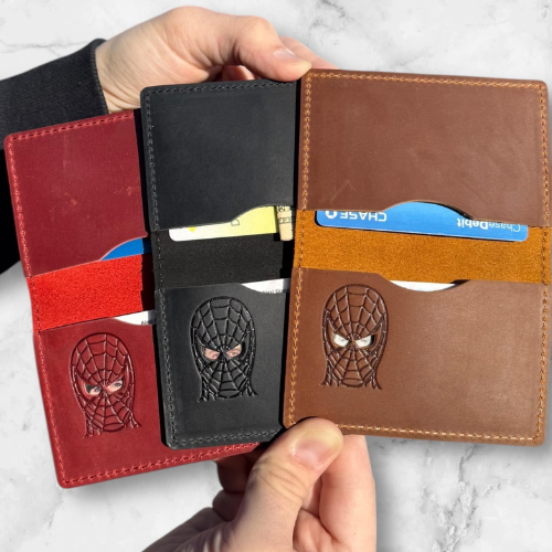 Spider ID Wallet - Genuine Leather Wallet With Super Hero Mask