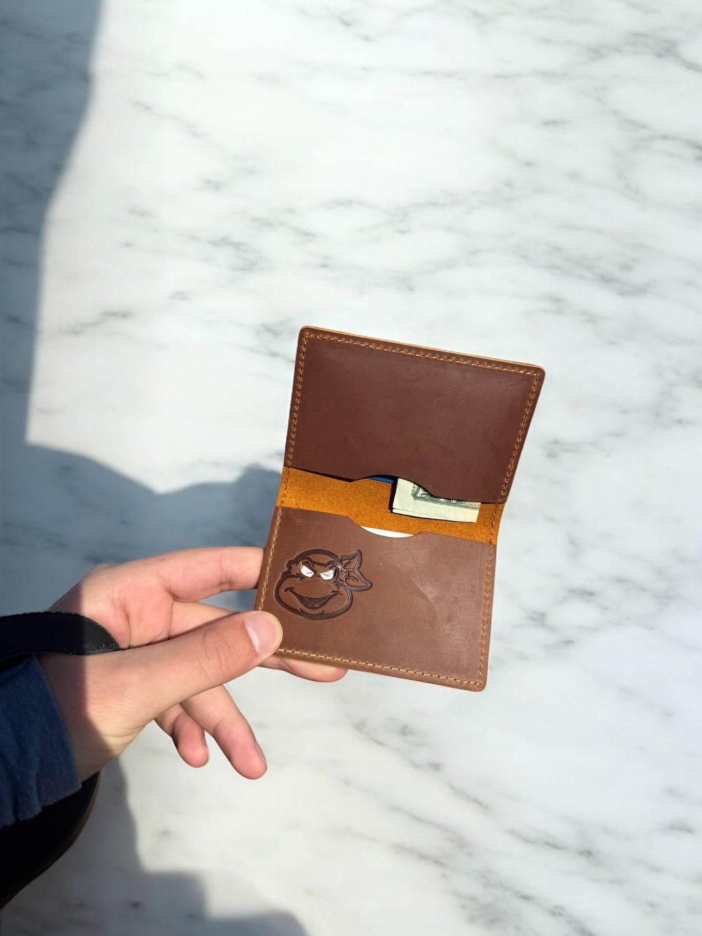 Turtle ID Wallet - Genuine Leather Wallet With Super Hero Mask