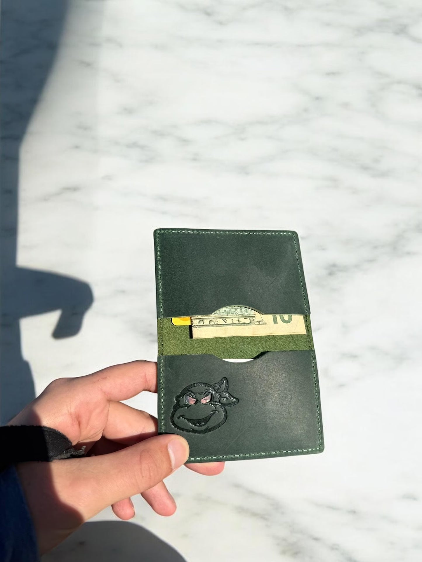 Turtle ID Wallet - Genuine Leather Wallet With Super Hero Mask