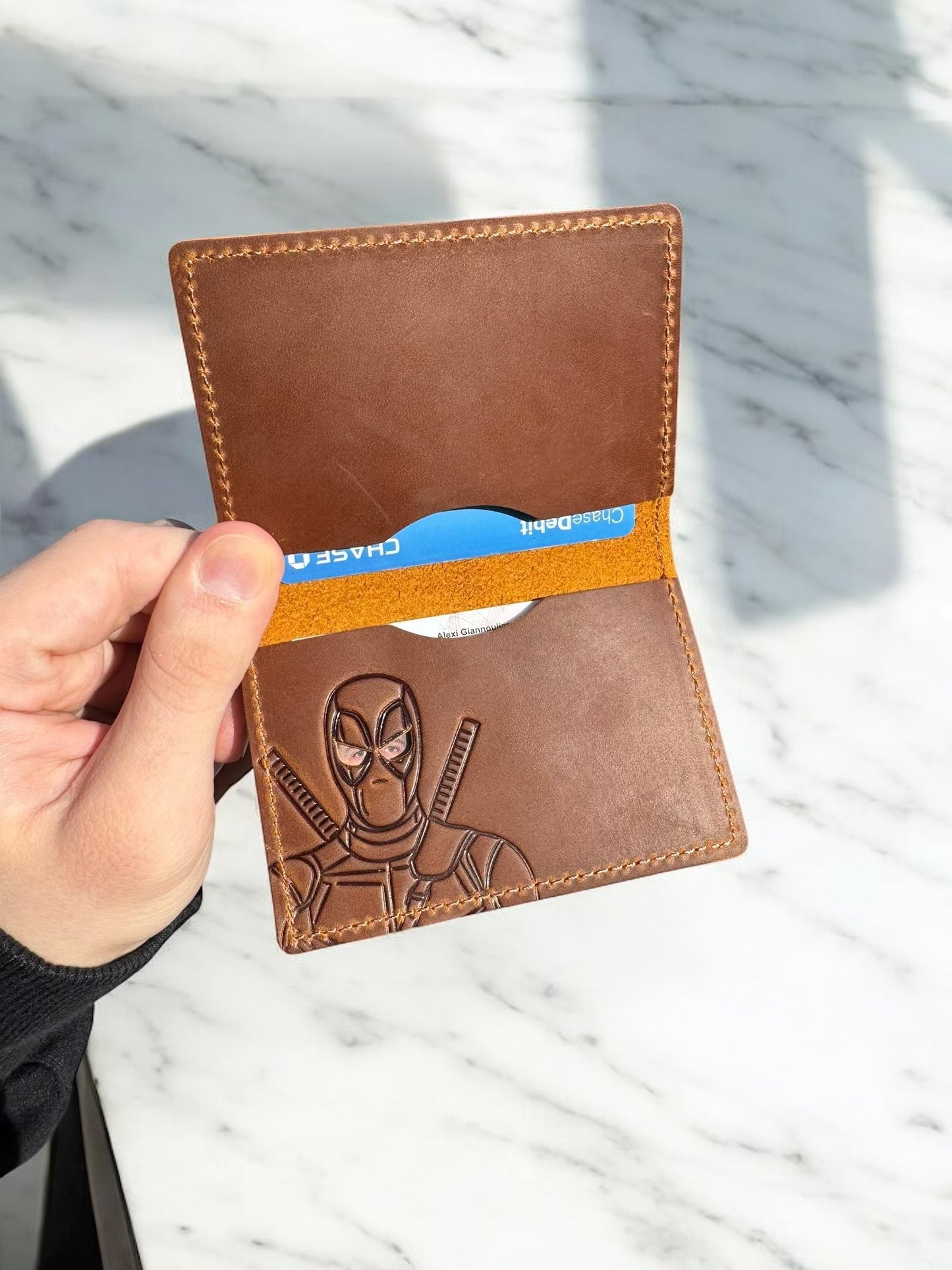 Hero Face Bifold Wallet - Cosplay Comic ID Holder Real Leather