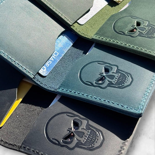 Skull Bifold Wallet: Genuine Leather ID Wallet