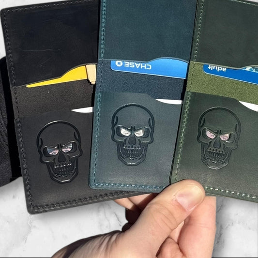 Skull Bifold Wallet: Genuine Leather ID Wallet