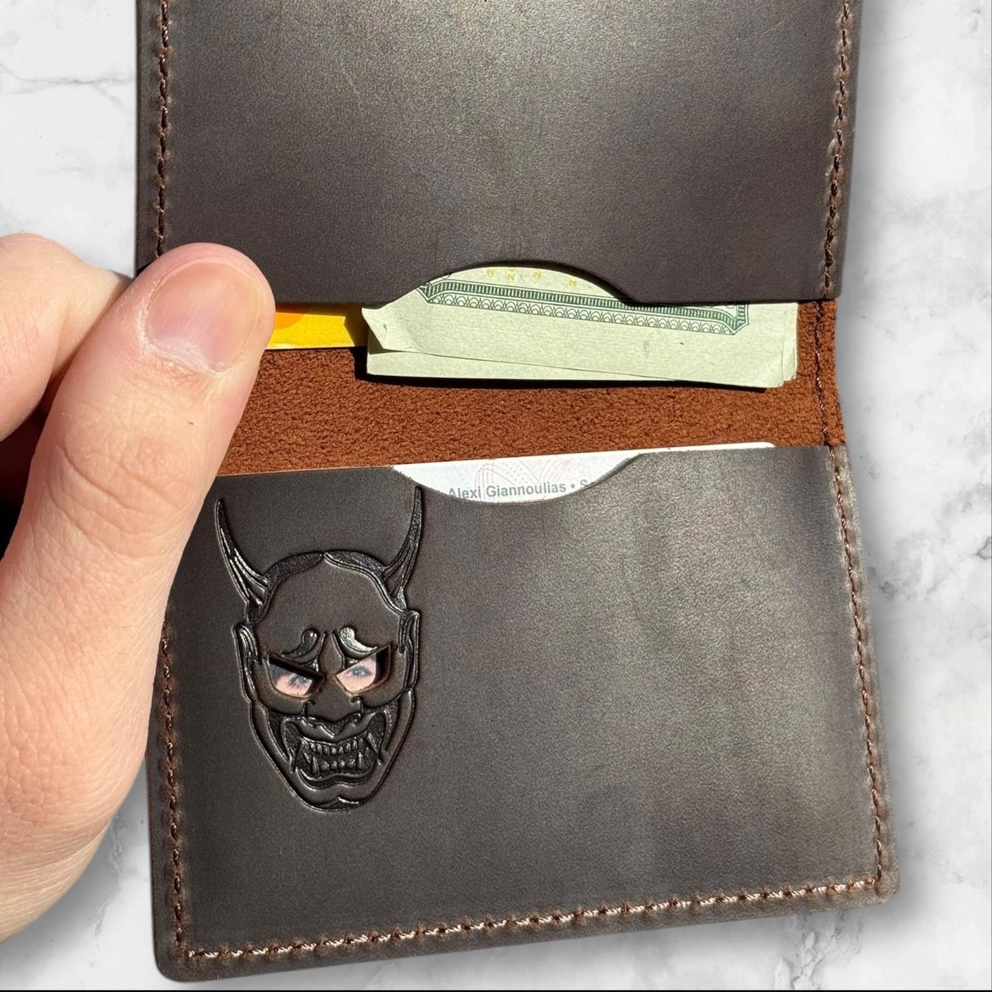 Hannya ID Wallet - Genuine Leather Wallet With Mask