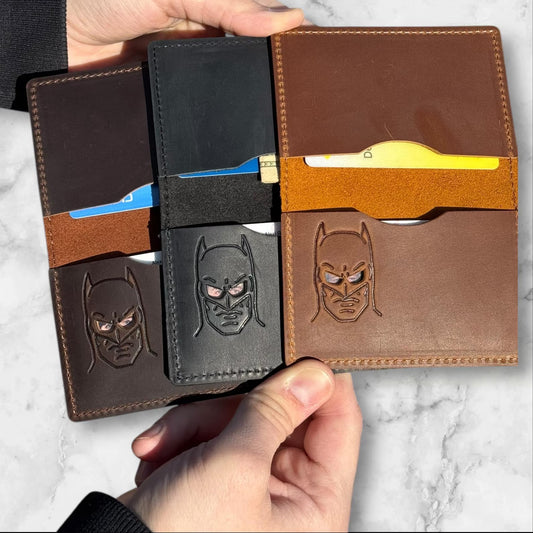Bat ID Wallet - Genuine Leather Wallet With Minimalist Super Hero Mask