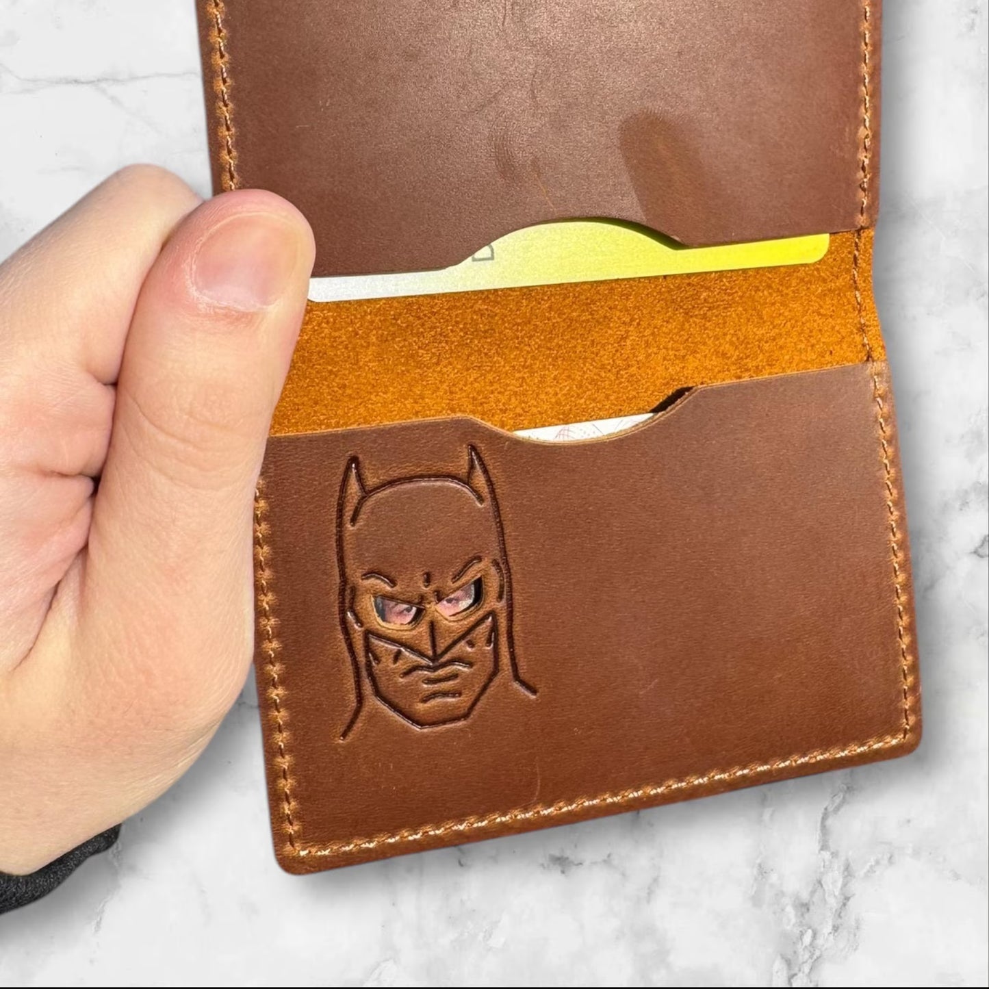 Bat ID Wallet - Genuine Leather Wallet With Minimalist Super Hero Mask