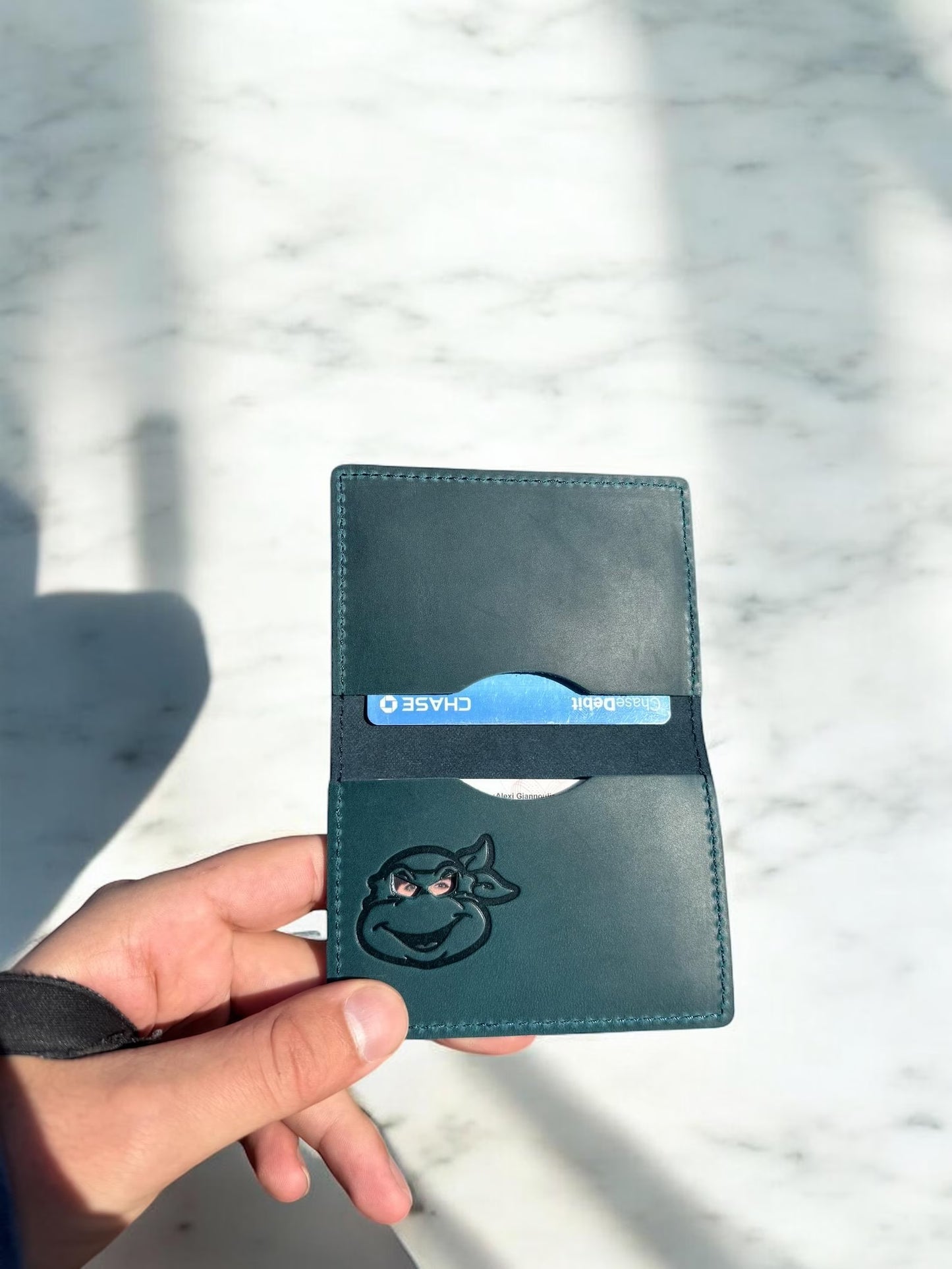 Turtle ID Wallet - Genuine Leather Wallet With Super Hero Mask