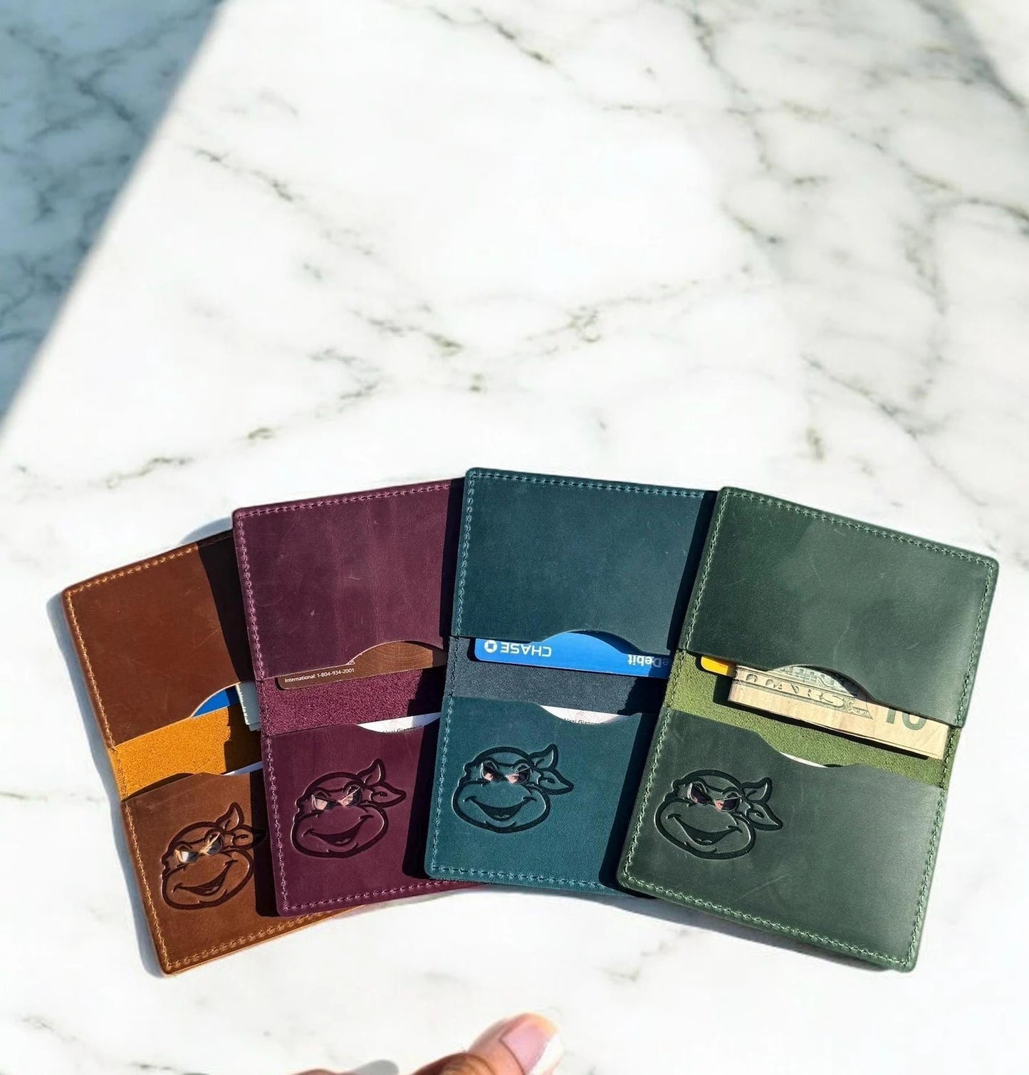 Turtle ID Wallet - Genuine Leather Wallet With Super Hero Mask