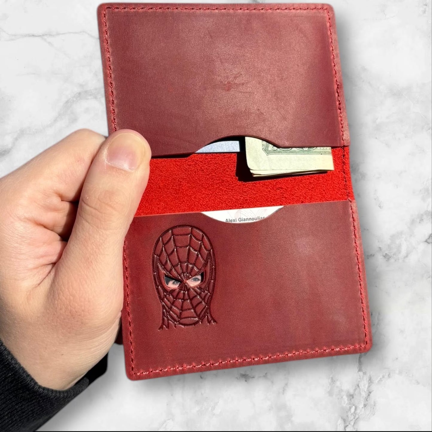 Spider ID Wallet - Genuine Leather Wallet With Super Hero Mask