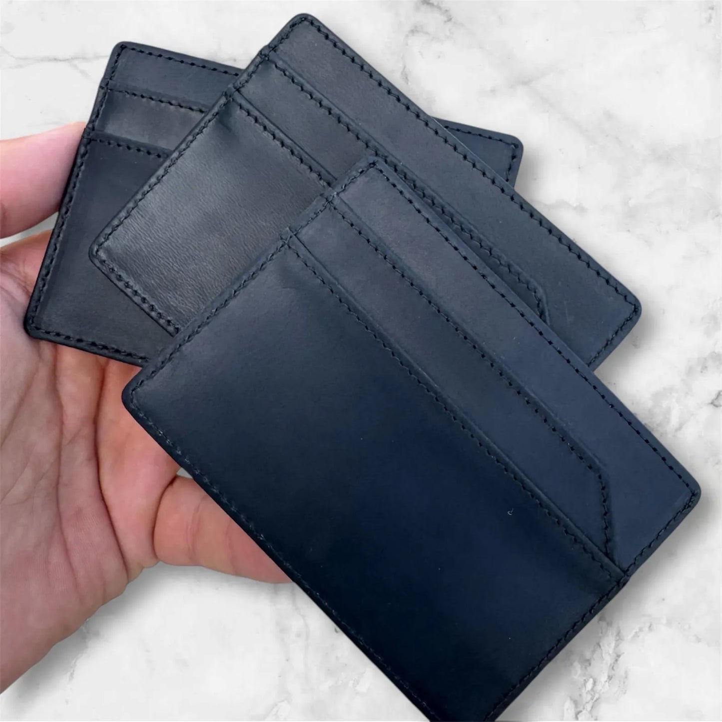 Bat Face Leather Card Holder: Vertical ID Wallet, RFID Blocking